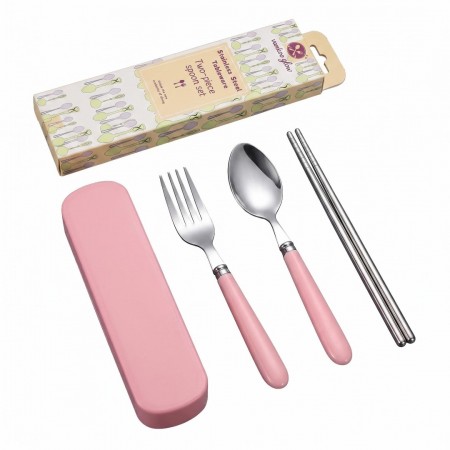 Vankoo Glow Travel Utensil Set with Case, Reusable Stainless Steel Cutlery Set with Spoon Fork Chopsticks, Portable Lunch Box Utensils for Work School Camping Office, BPA Free