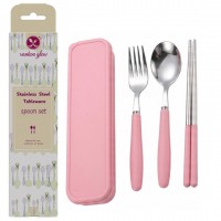 Vankoo Glow Travel Utensil Set with Case, Reusable Stainless Steel Cutlery Set with Spoon Fork Chopsticks, Portable Lunch Box Utensils for Work School Camping Office, BPA Free